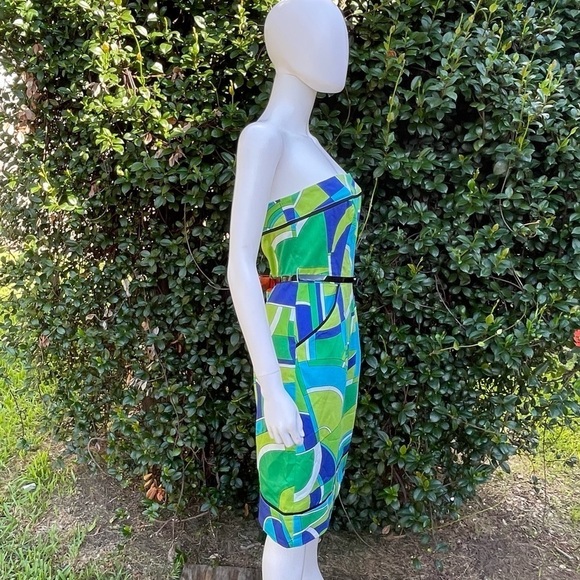 💋MAGGY London 70’s Psychedelic Funky Vintage Look Strapless Dress Size 10 - Picture 4 of 12